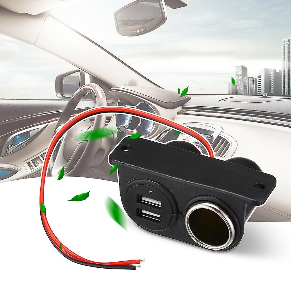 Car Cigarette Lighter Socket Splitter Dual Usb Charger Power Adapter Socket 12v