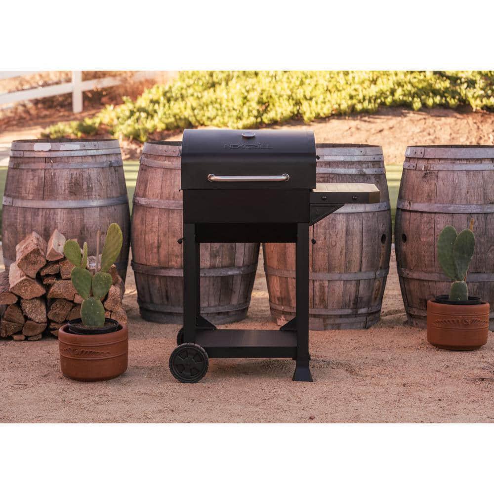 Nexgrill CartStyle Charcoal Grill in Black with Side Shelf