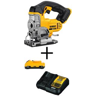 DW 20V MAX Cordless Jig Saw (1) 20V MAX Compact Lithium-Ion 3.0Ah Battery and 12V-20V MAX Charger DCS331BW230C