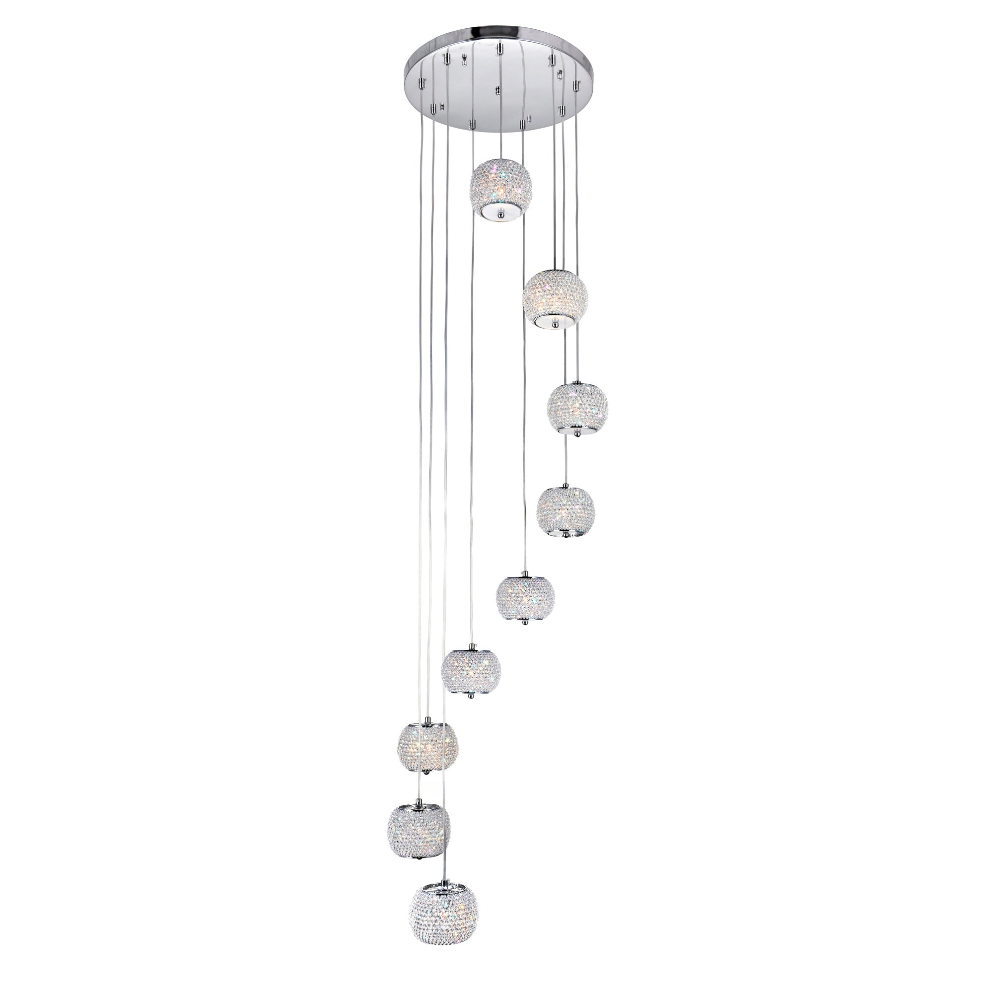  9 Light Multi Light Pendant With Chrome Finish