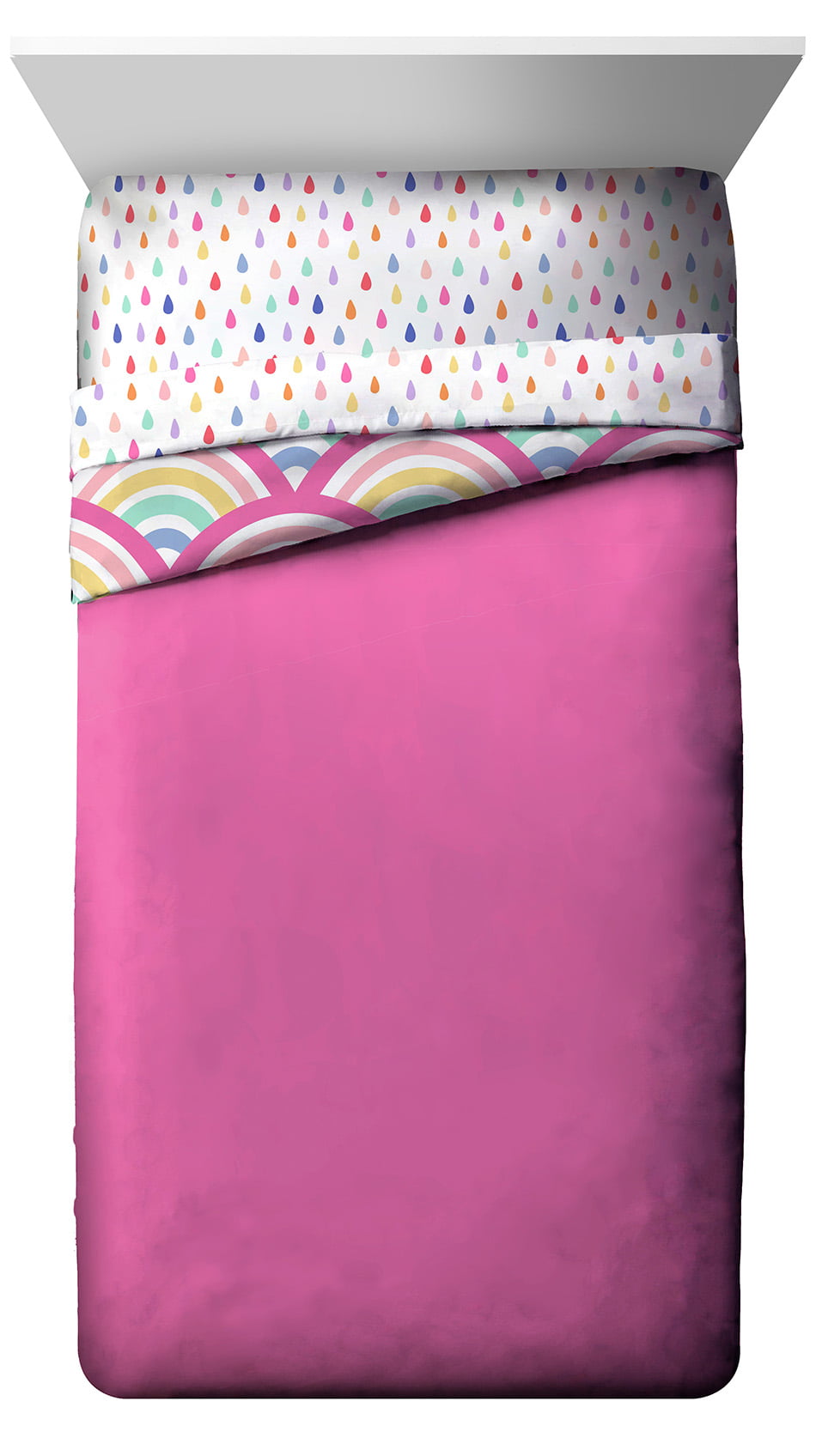 Jay Franco Unicorn Rainbow 5 Piece Full Kids Bed Set， 100% Microfiber， Pink