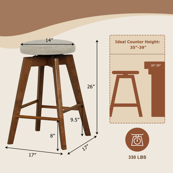 Costway 56729834 2 Pieces 26 Inch Backless Swivel ...