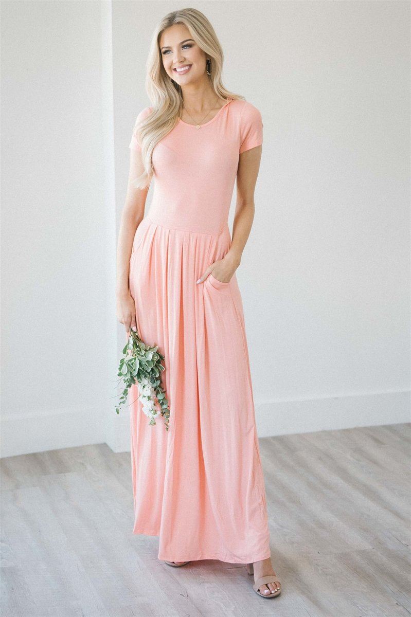 Short Sleeve Pleated Maxi Dress