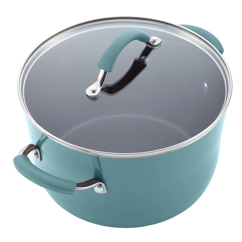 Rachael Ray Cucina Nonstick Cookware and Prep Bowl Set， 12-Piece - Agave Blue