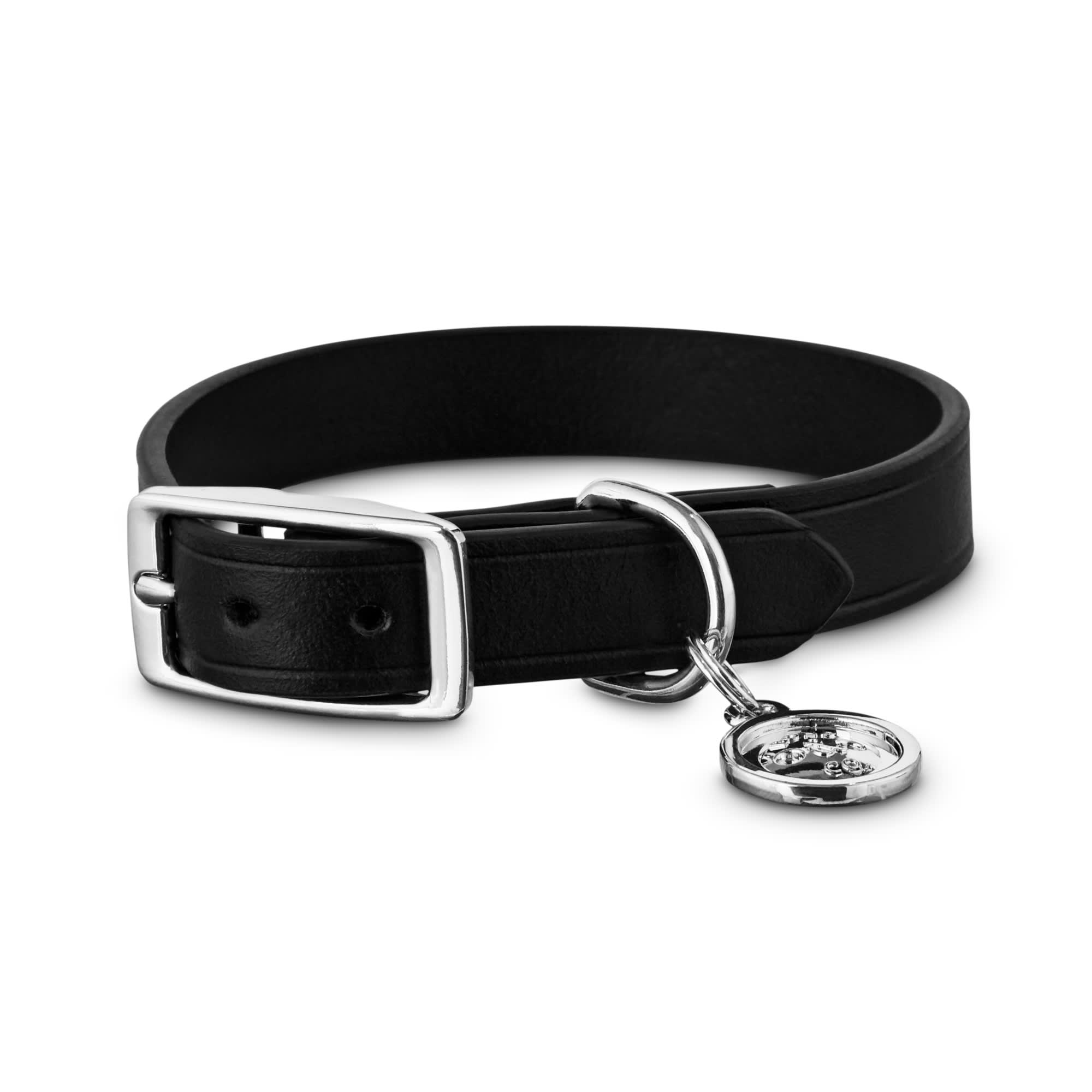 Bond  Co. Black Leather Dog Collar， X-Small/Small