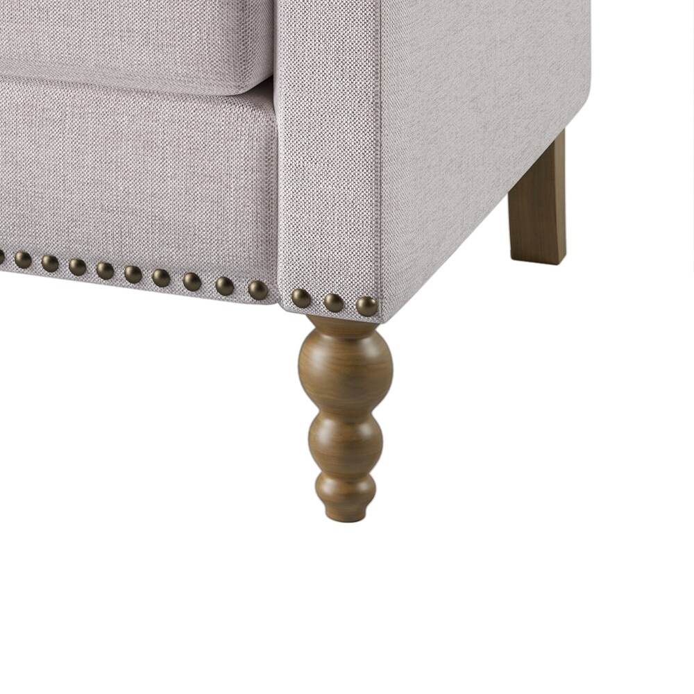 Linen Armchair Accent Chair  Single Sofa Couch with Bronze Nailhead Trim