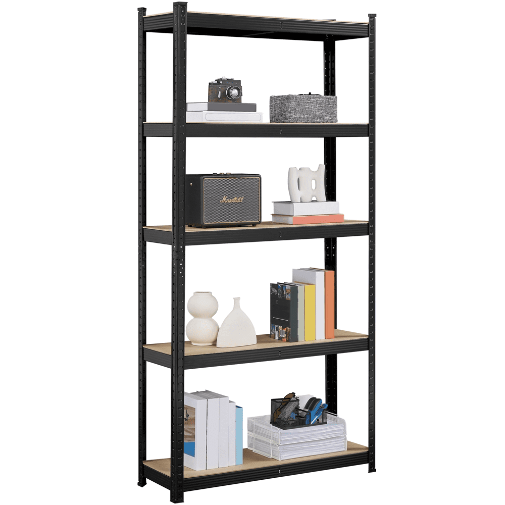 Topeakmart 5-Tier Adjustable Steel Storage Rack Garage Shelves, Black