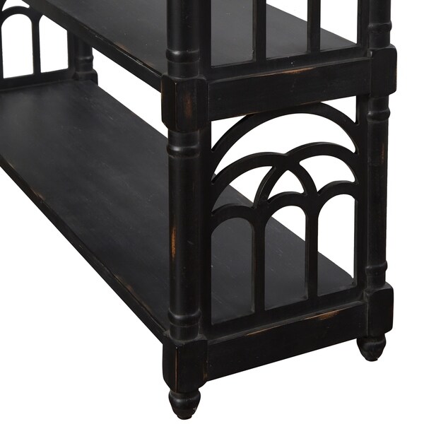 StyleCraft Black with Distressing Three Tier Console Table