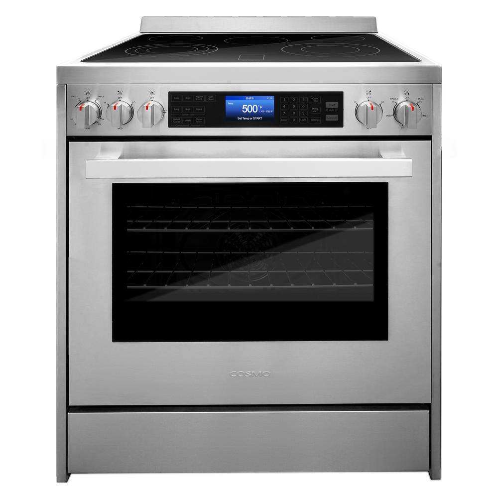 Cosmo Commercial-Style 30 in. 5 cu. ft. 5 Burner Electric Range with Self-Cleaning Convection Oven in Stainless Steel COS-305AERC