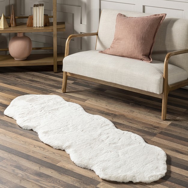 Nuloom Eline Faux Sheepskin Machine Washable Area Rug White 2 x27 X 6 x27