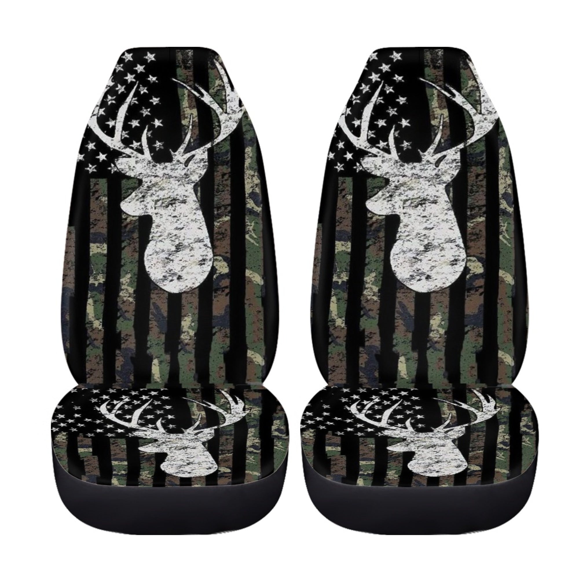 Diaonm American Flag Print Car Seat Covers Universal Fit Most Vehicles Sedans Vans Trucks Camouflage Hunting Deer Print Automotive Interior Accessories