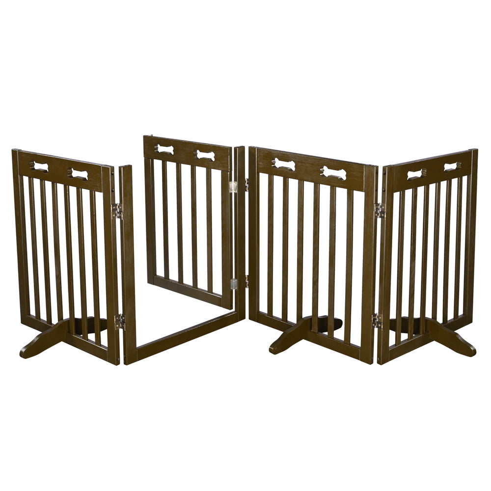 Yescom 4-Panel Folding Wood Pet Gate Grate Baby Barrier 80x24in