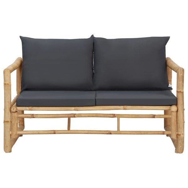 4 Piece Patio Lounge Set with Cushions Bamboo - Overstock - 35848266