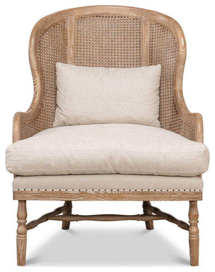 Randolph Wing Accent Chair Cane and Wood Frame   Traditional   Armchairs And Accent Chairs   by Sideboards and Things  Houzz