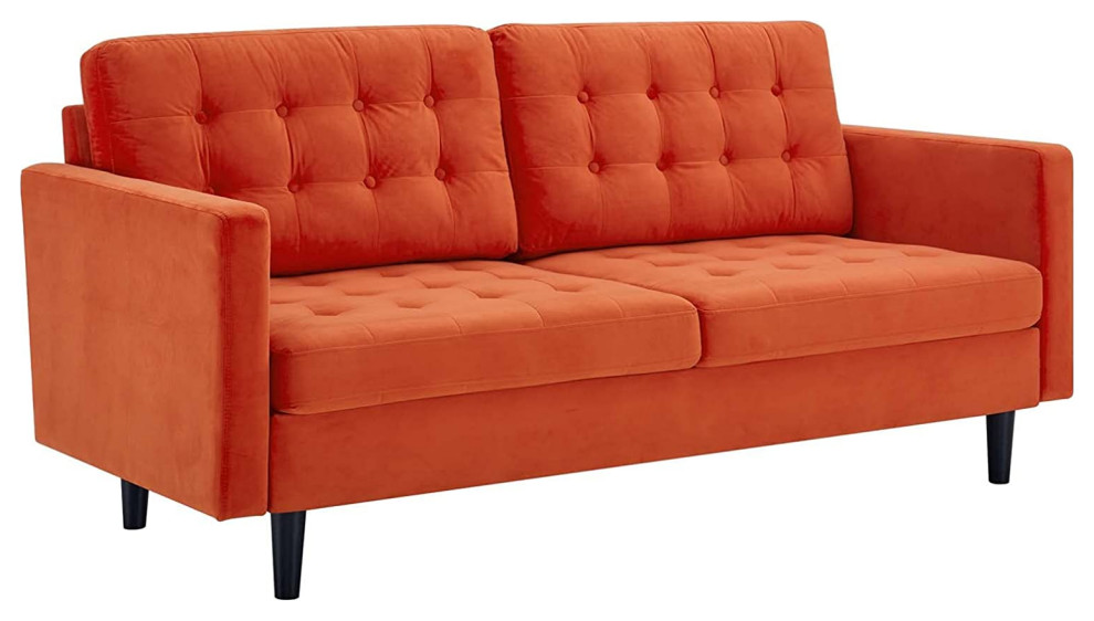 Mid Century Modern Sofa  Cushioned Seat and Back With Button Tufting   Contemporary   Outdoor Lounge Sets   by Declusia  Houzz