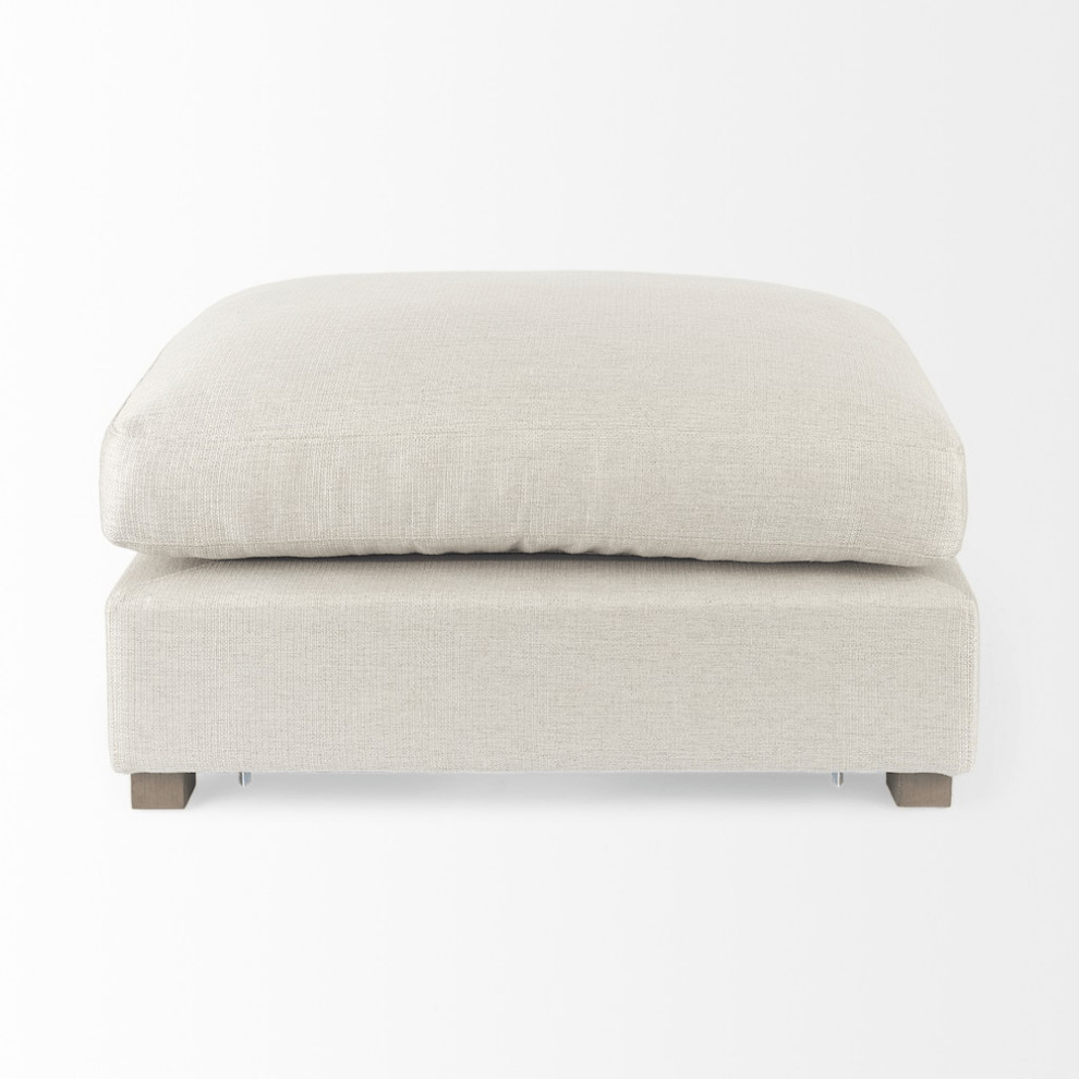 26 quotBeige Polyester And Brown Cocktail Ottoman   Footstools And Ottomans   by HomeRoots  Houzz