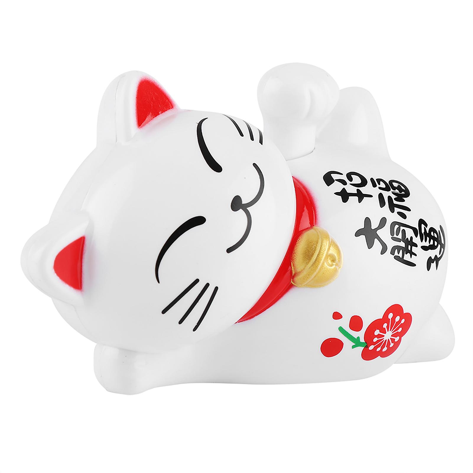 Solar Powered Adorable Lazy Lying Waving Beckoning Fortune Lucky Cat Car Accessories(#1)