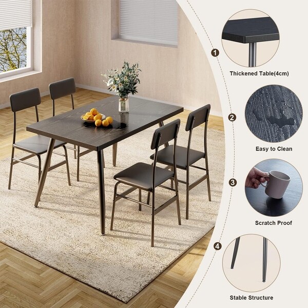 Dining Table Set for 4，Kitchen Dining Table with 4 Chairs for Small Space