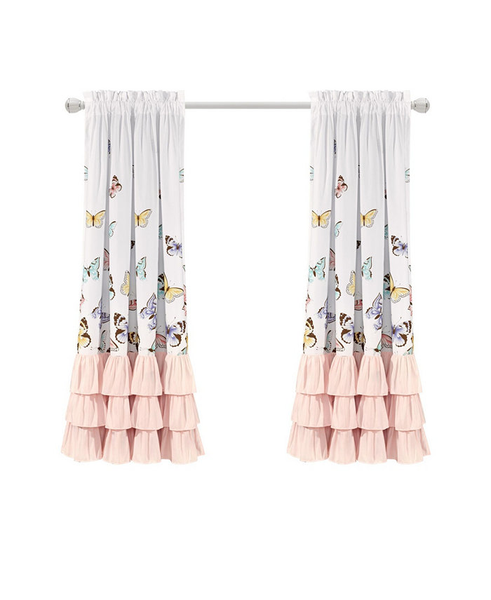 Macys Flutter Butterfly 52 x 63 Ruffled Curtain Set