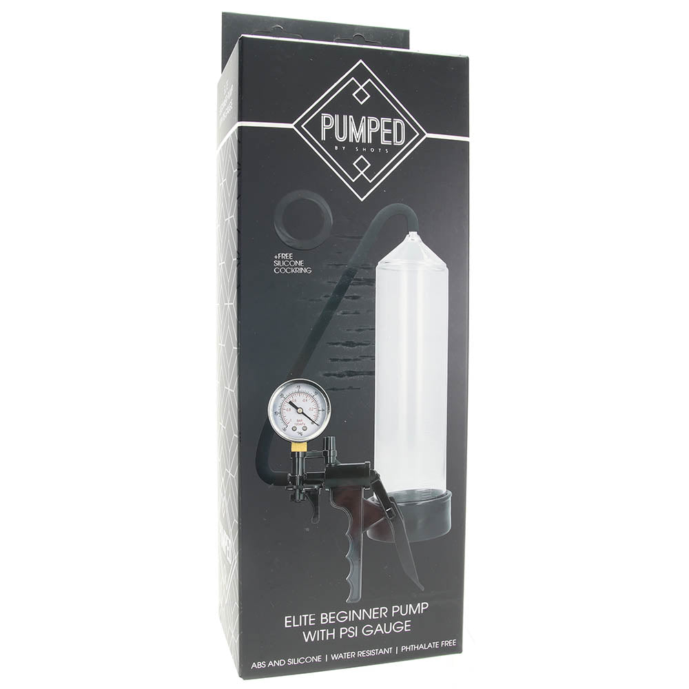 Pumped Elite Beginner Pump with PSI Gauge in Clear