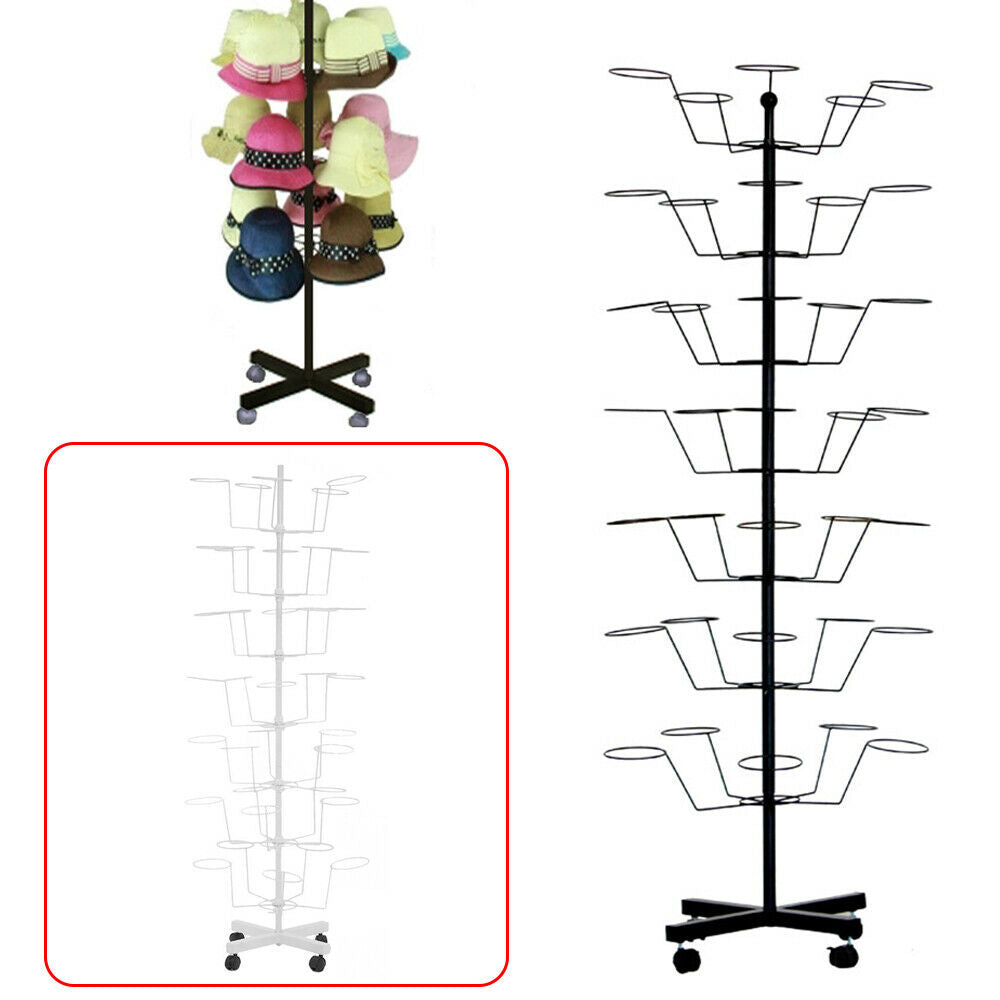 OUKANING 7 Tiers Hat Display Retail Hat Rack Spinner Stand Adjustable 35 Hats US