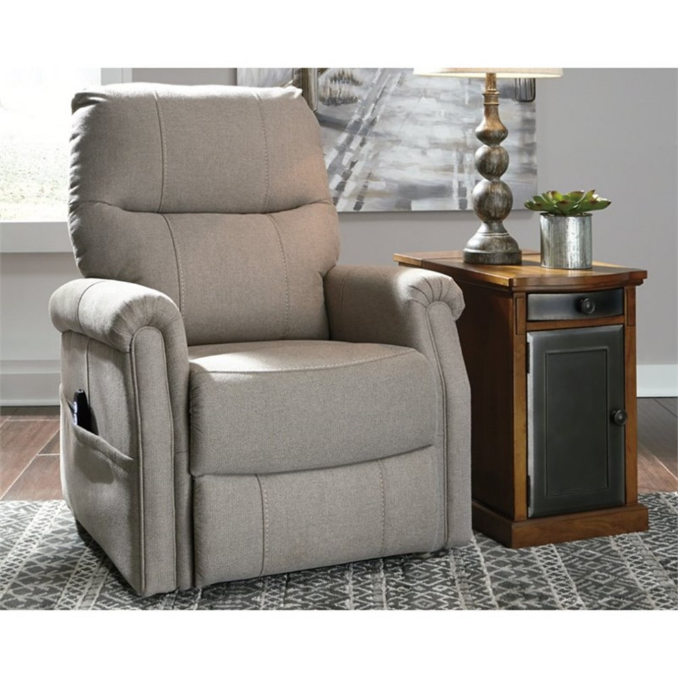 Bowery Hill Traditional Fabric Power Lift Recliner in Gray Finish   Transitional   Recliner Chairs   by Homesquare  Houzz