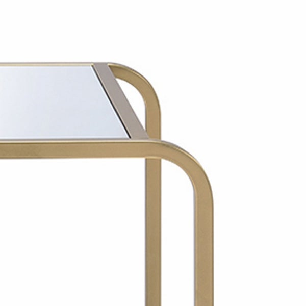 23 Inch 2 Tier Metal Frame Mirrored End Table， Gold and Silver - 23.25 H x 24 W x 28 L