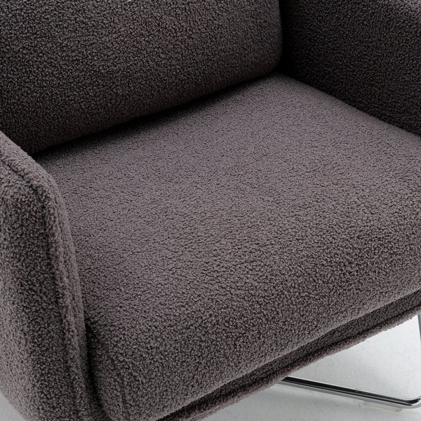 Modern Comfy Leisure Accent Chair， Teddy Short Plush Particle Velvet Armchair with Lumbar Pillow for Living Room， Office