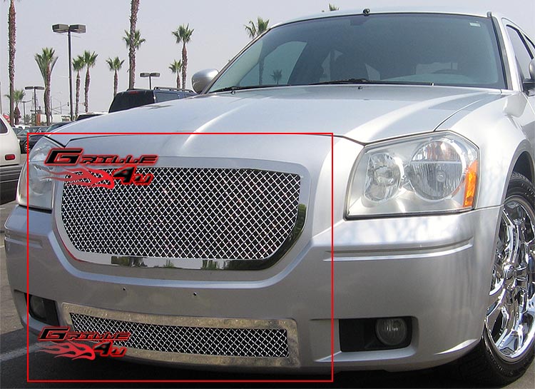 APS Premium Stainless Steel Chrome Mesh Grille Compatible with Dodge Magnum 2005-2007 Combo N19-S07877D