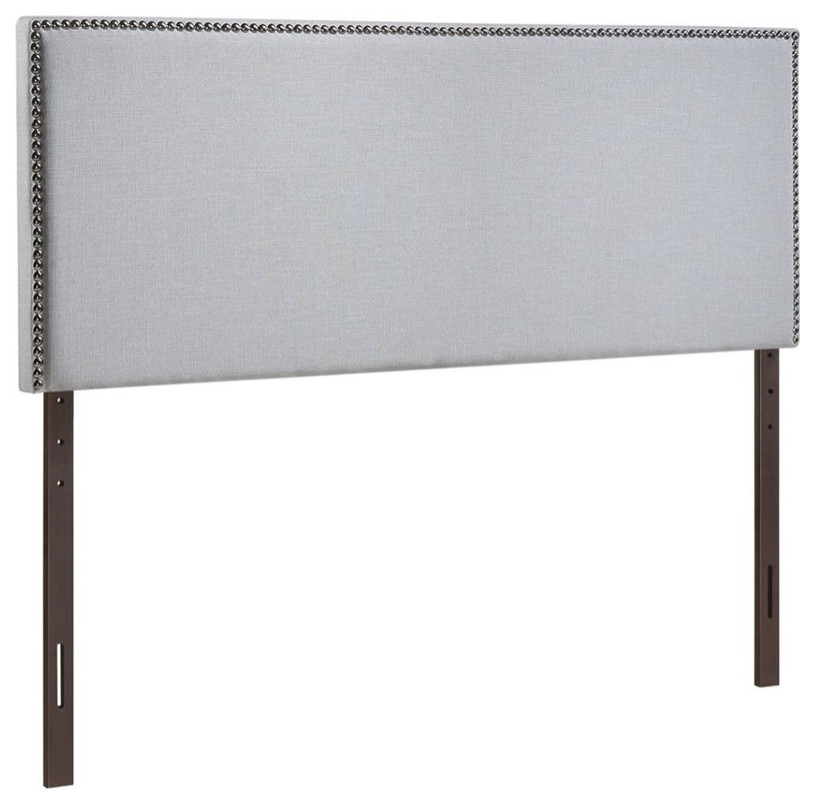 Modway Region Nailhead Queen Upholstered Linen Fabric Headboard in Sky Gray   Transitional   Headboards   by Homesquare  Houzz