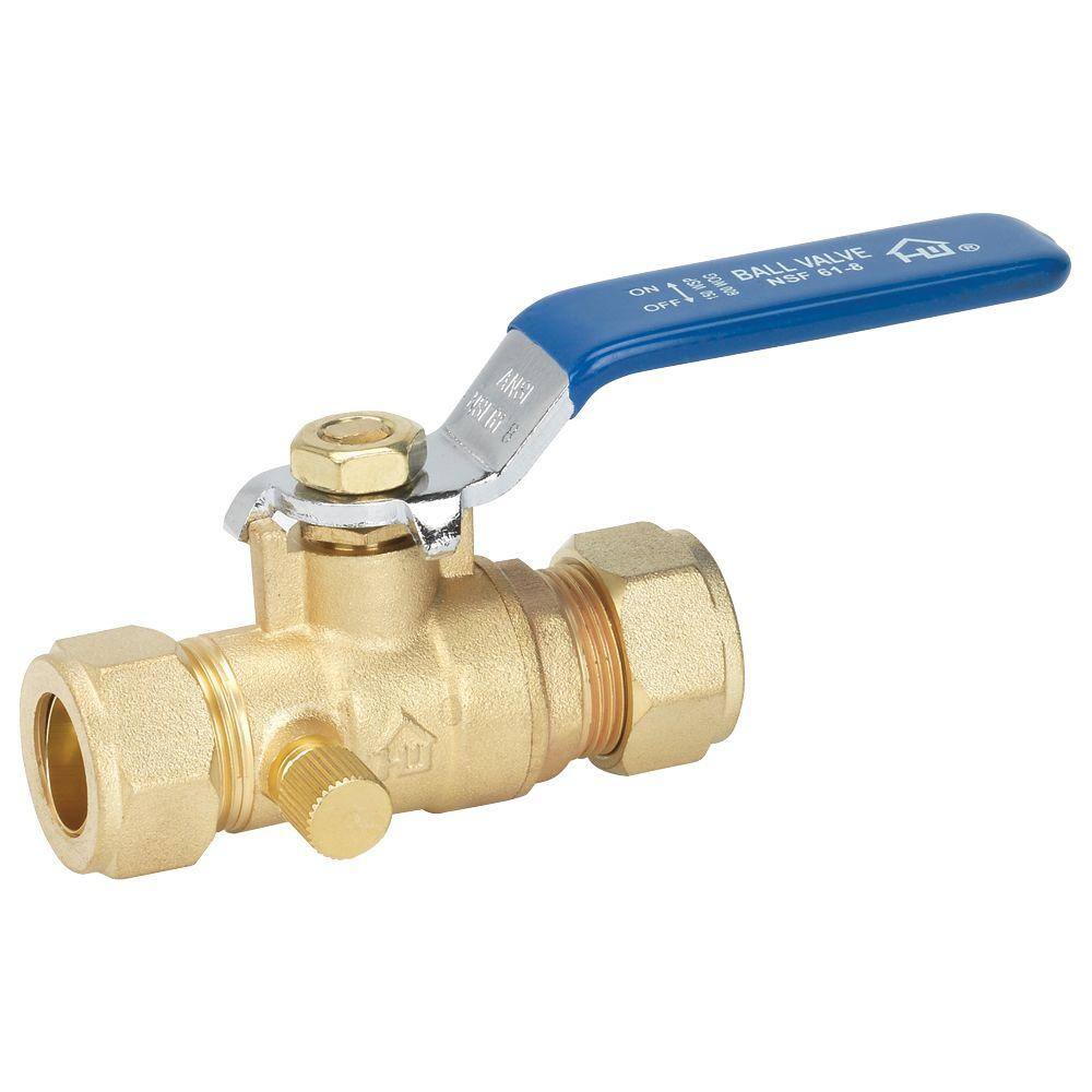 Everbilt 12 in. COMP x 12 in. COMP Lead Free Brass Ball Valve with Drain 119-1-12-EB