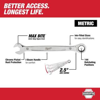 MW Metric Ratcheting Combination Wrench Set (15-Piece) 48-22-9516