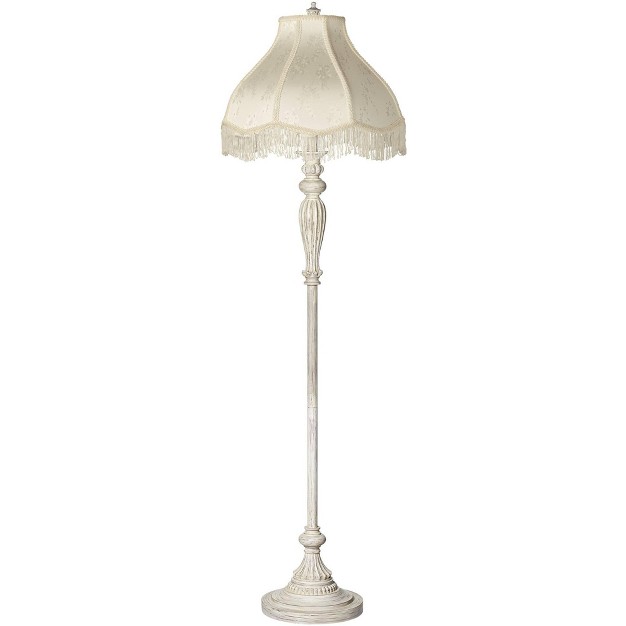 Tall Antique White Cream Scallop Fabric Dome Shade Fringe For Living Room Reading Bedroom