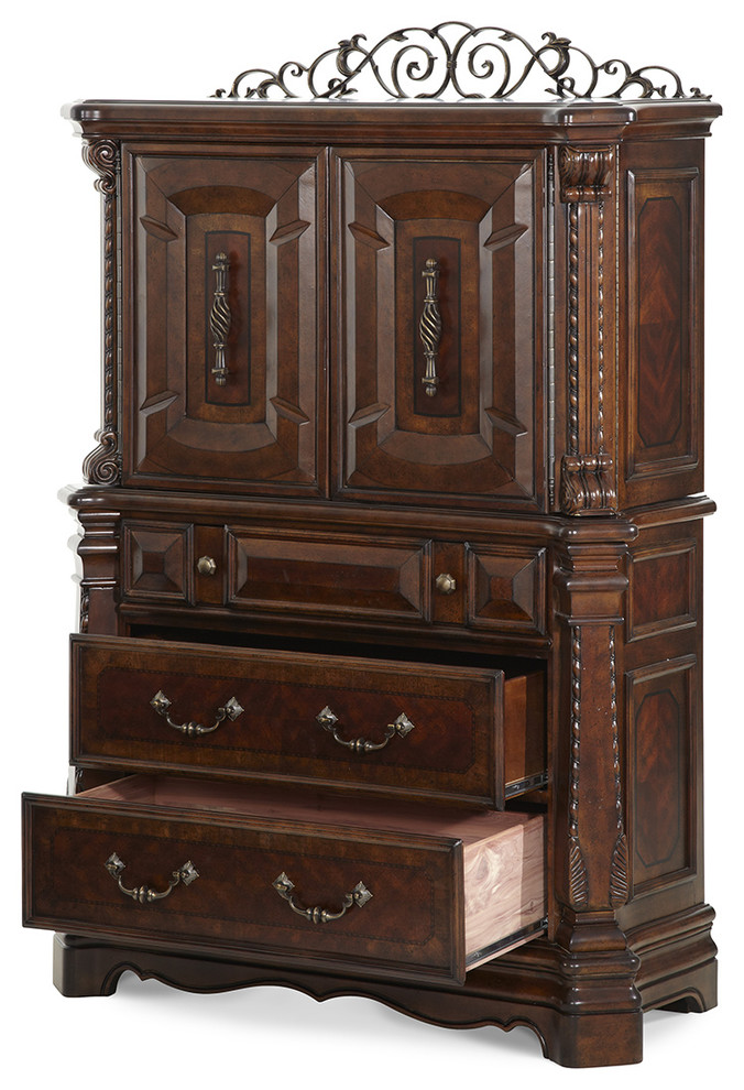 AICO Windsor Court Gentleman  x27s Chest  Vintage Fruitwood 70070 54   Contemporary   Accent Chests And Cabinets   by Massiano  Houzz