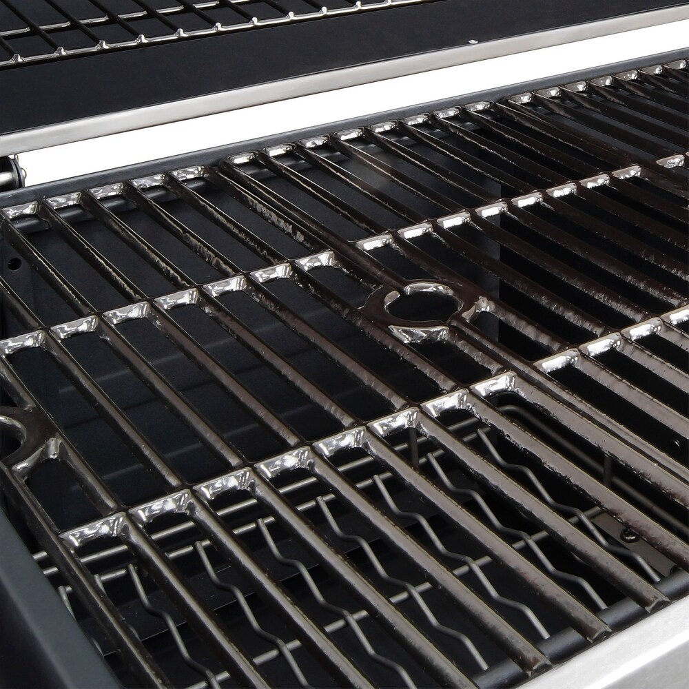 Dyna Glo Stainless Steel/Black X Large Premium Dual Chamber Charcoal Grill with Shelf