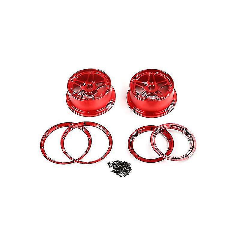 Cnc Metal Wheel Hub With Beadlock Wheel Rim Kit For 1/5 5ive T Rovan Kingmotorx2 Rc Parts，red