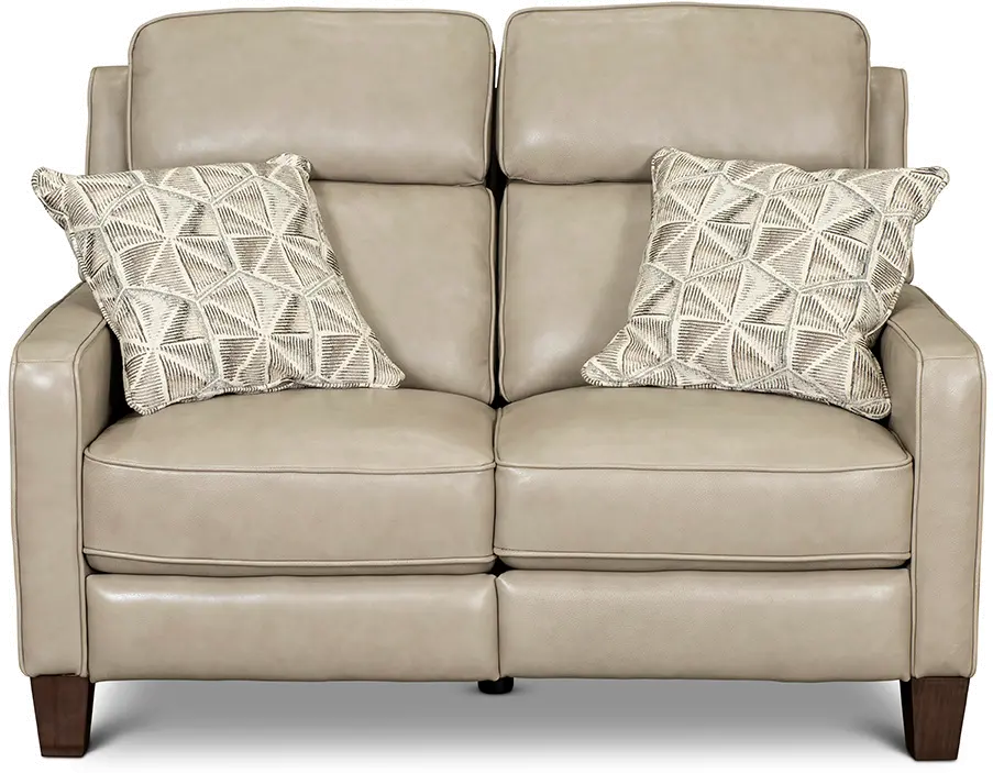 Madrid Taupe Leather Power Reclining Loveseat