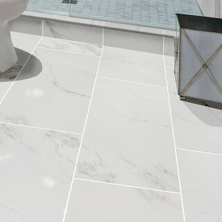 Home Decorators Collection Carrara 12 in. x 24 in. Polished Porcelain Stone Look Floor and Wall Tile (16 sq. ft.Case) NHDCARR1224P