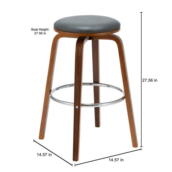 Porthos Home Williams Swivel Bar Stools (Set of 2)， PU Upholstery， Wooden Legs