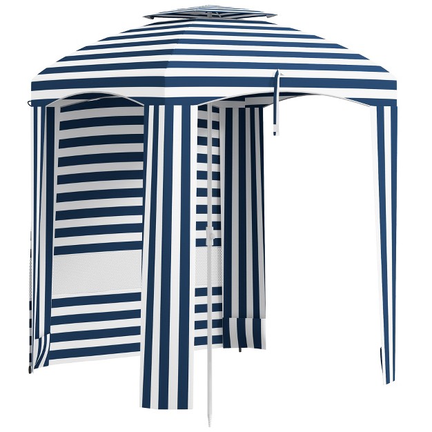 Outsunny 5 8 x27 X 5 8 x27 Cabana Umbrella Outdoor Beach Umbrella With Double top Windows Sandbags Carry Bag