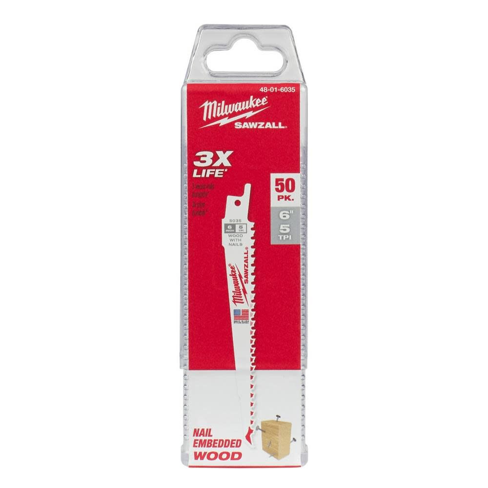 Milwaukee 6 In. 5 TPI Super Sawzall Blades 50 Pack 48-01-6035 from Milwaukee