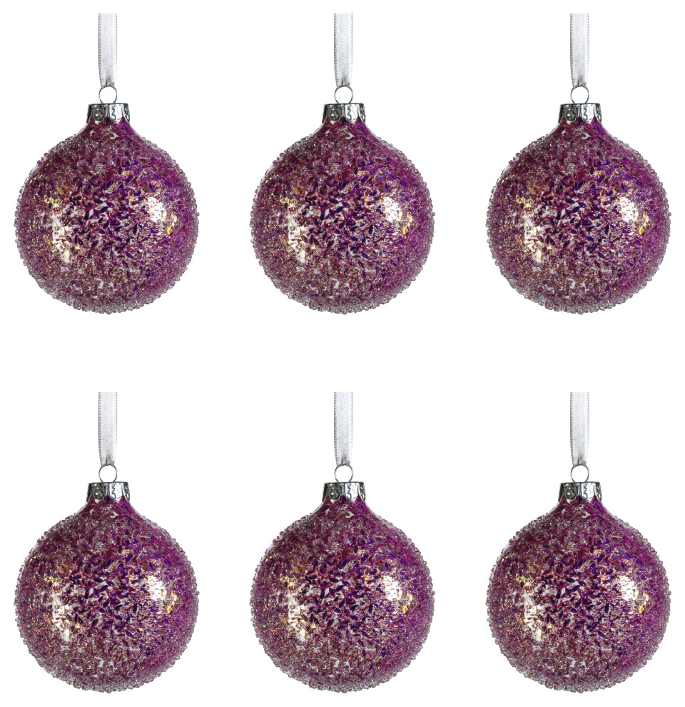 Multi Pink Confetti Glass Ball Ornaments  Set of 6   Christmas Ornaments   by Zodax  Houzz