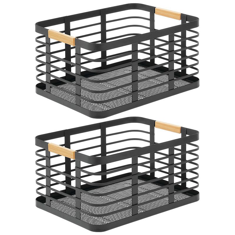 mDesign Metal Wire Rustic Food Storage Bin Basket - 2 Pack