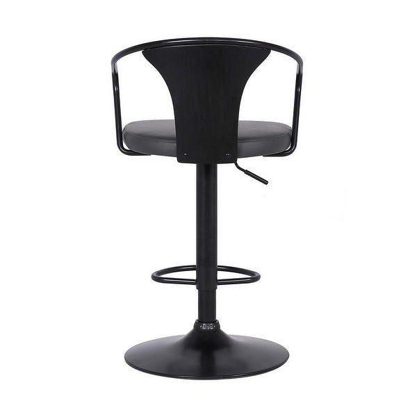 Adjustable Leatherette Swivel Barstool with Curved Back - 34.5 H x 20 W x 19 L Inches