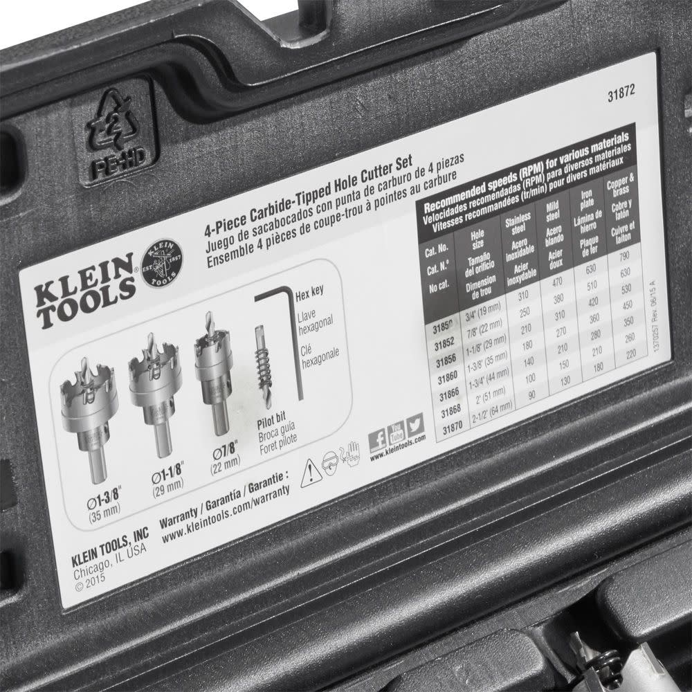 Carbide Hole Cutter Set 4 Pc ;