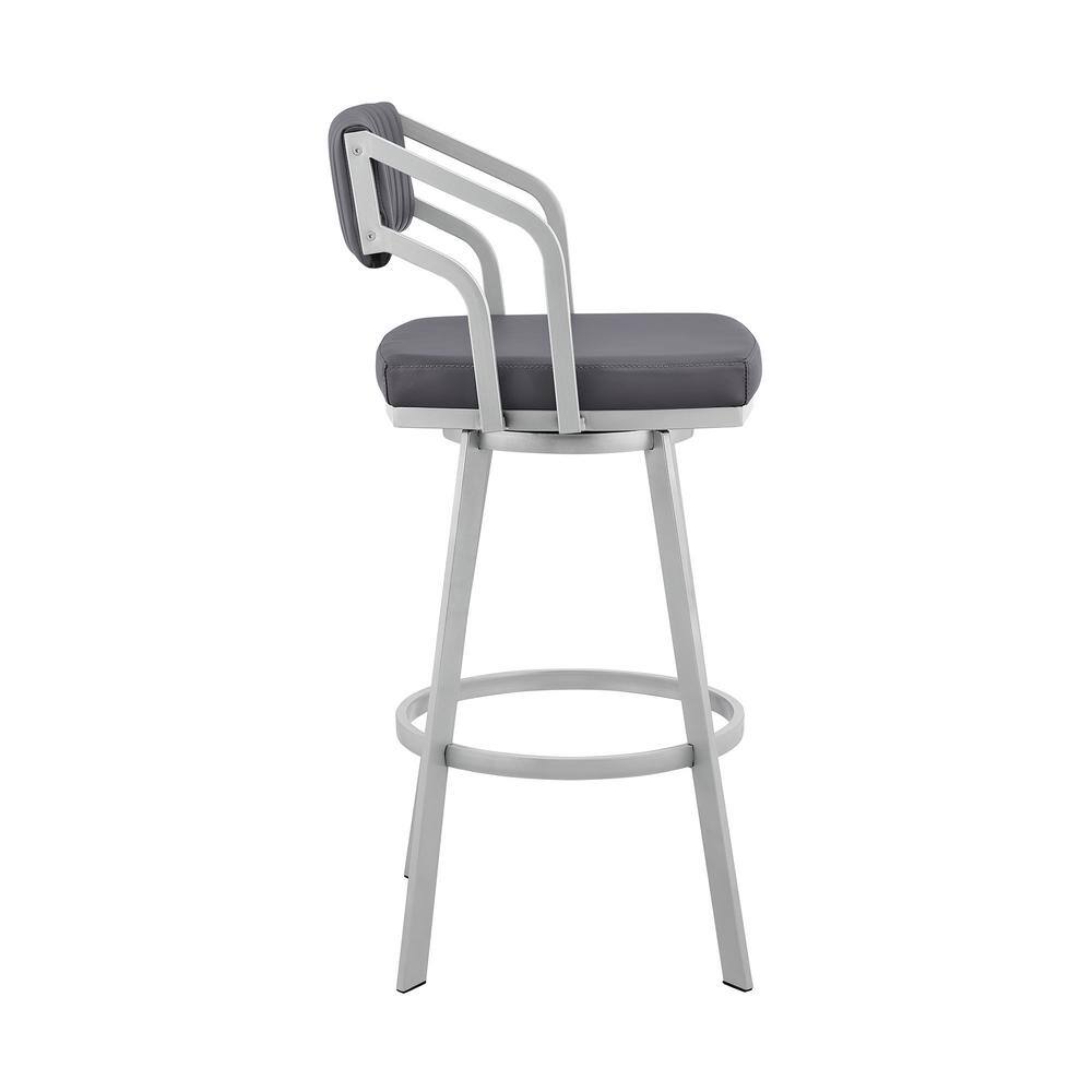 Armen Living Capri 40 in. Slate Grey Metal Bar Stool with Faux Leather Seat LCCPBASLGR30