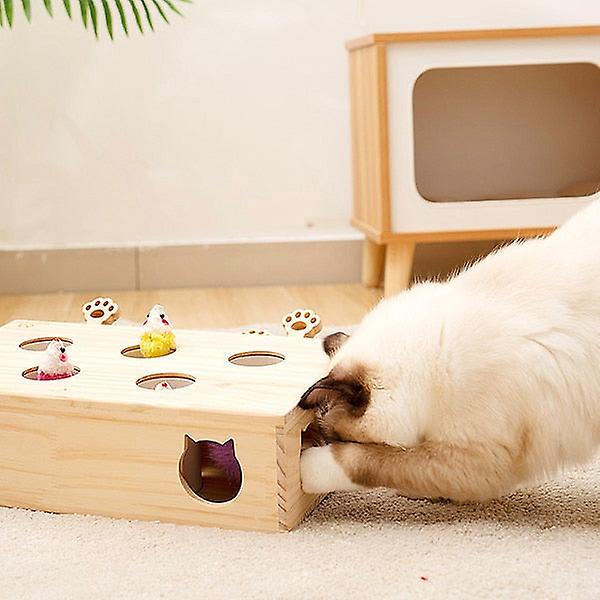 Interactive solid wood cat toys