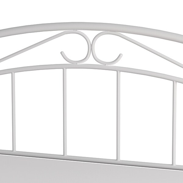 Porch and Den Neugebauer White Metal Arched Scroll Design Headboard - - 30417179