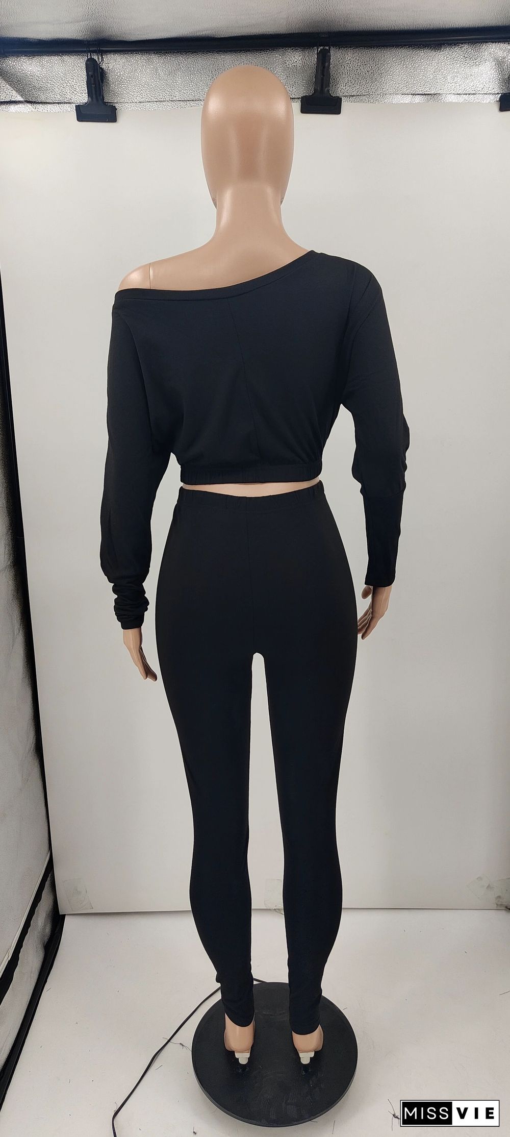 Long Sleeve Crop Tops Skinny Pants Matching Sets