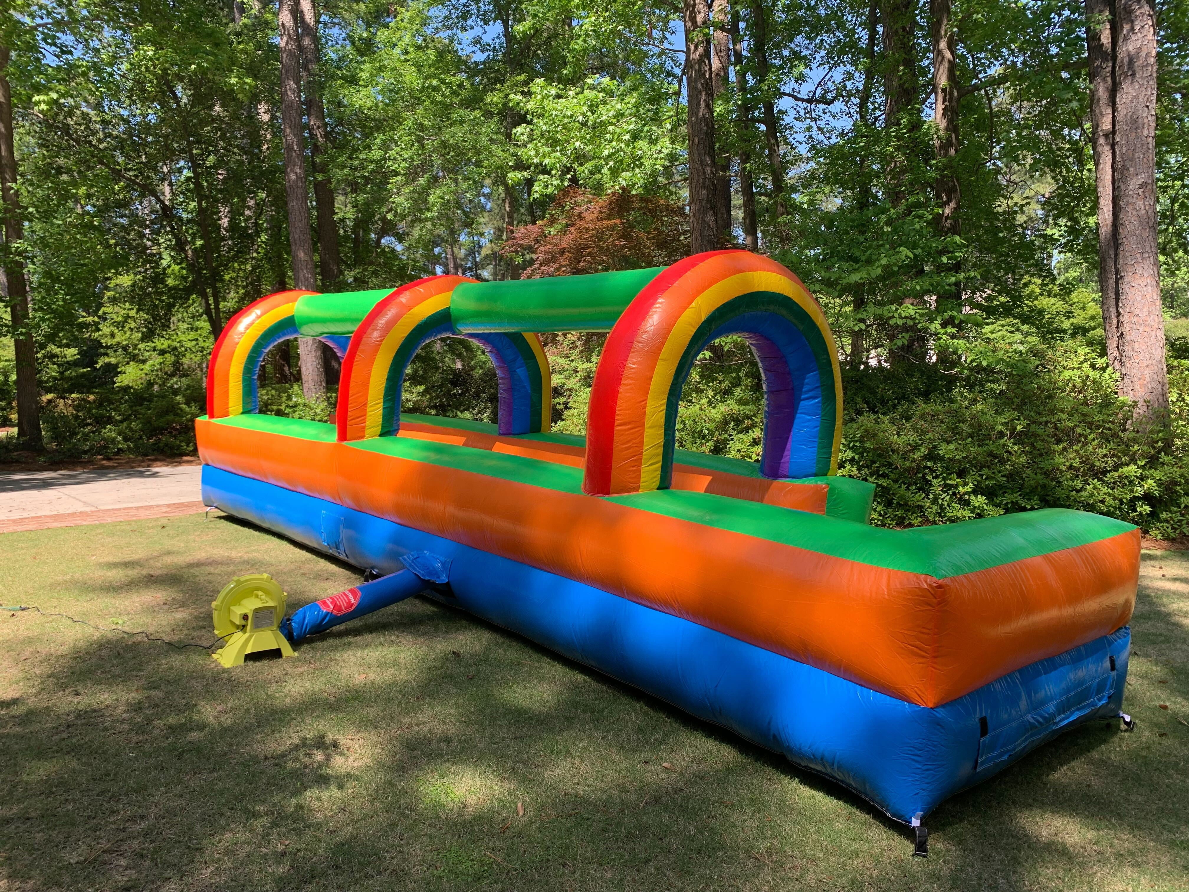 Pogo Bounce House Crossover Giant Inflatable Slip and Slide, Rainbow with Blower